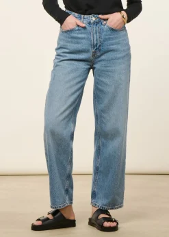 Jean droit en coton bio et tencel | bleu clair "liora cropped cindy light used"