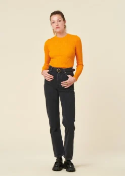 Jean droit en coton bio | noir "lofty lo black vintage"