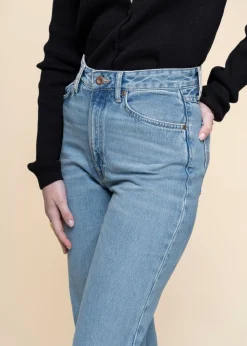 Jean droit large en coton bio | bleu 