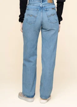 Jean droit large en coton bio | bleu 