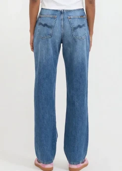 Jean droit large en coton bio | bleu "clean eileen clear skies"