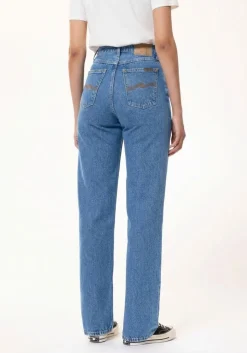 Jean droit large en coton bio | bleu 
