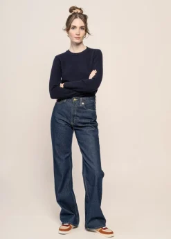 Jean droit large en coton bio | bleu brut 