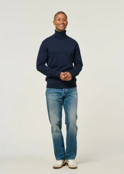 Jean droit large en coton bio | bleu 