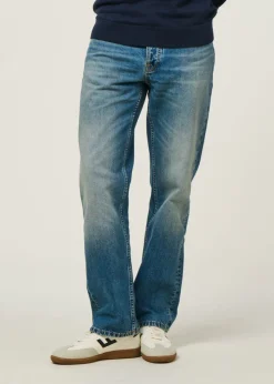 Jean droit large en coton bio | bleu 