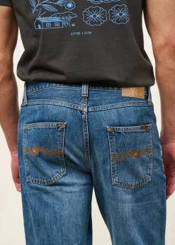 Jean droit large en coton bio | bleu 
