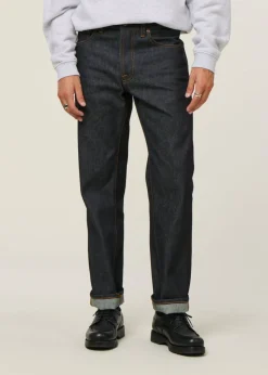 Jean droit large en coton bio | bleu brut 