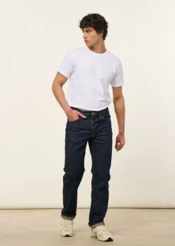 Jean droit large en coton bio brut "rad rufus blue one wash"