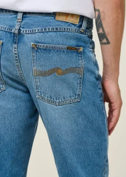 Jean droit large en coton bio | bleu délavé 