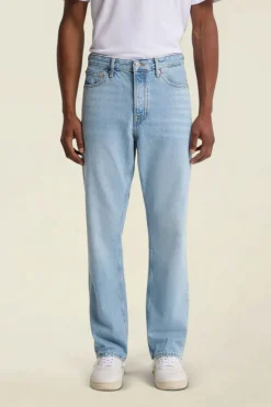 Jean droit large en coton bio | denim clair "roy blue reef light used"