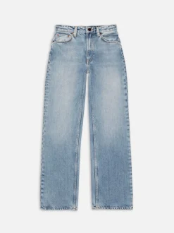 Jean droit large en coton biologique | bleu "clean eileen streaky vintage"