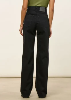 Jean droit large en coton biologique | noir "clean eileen smooth black"