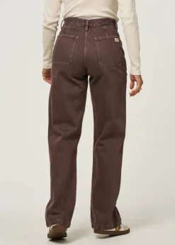 Jean droit large en coton bio | marron "asta workwear pants"