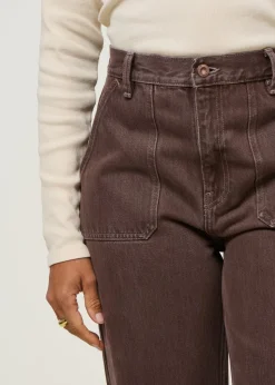 Jean droit large en coton bio | marron 