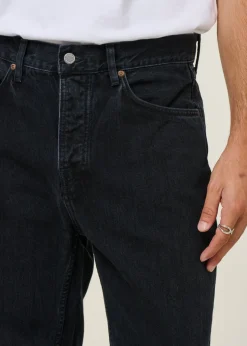 Jean droit large en coton bio | noir "tuff tony black vintage wash"