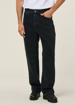 Jean droit large en coton bio | noir "tuff tony black vintage wash"