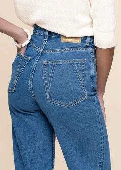 Jean droit large en coton recyclé | bleu "enijaa - daydream"