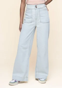 Jean evasé en coton bio et lyocell | bleu clair "farrah worker super light"
