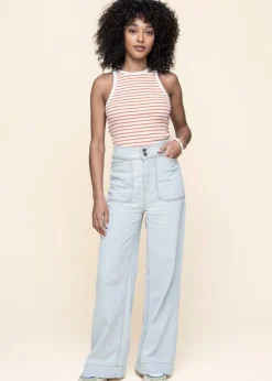 Jean evasé en coton bio et lyocell | bleu clair 