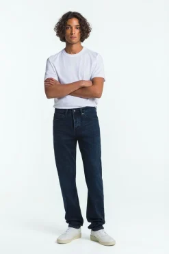 Jean fuselé en coton bio | bleu noir "addo - xavier blue black worn"