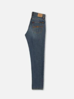 Jean fuselé en coton bio | bleu 