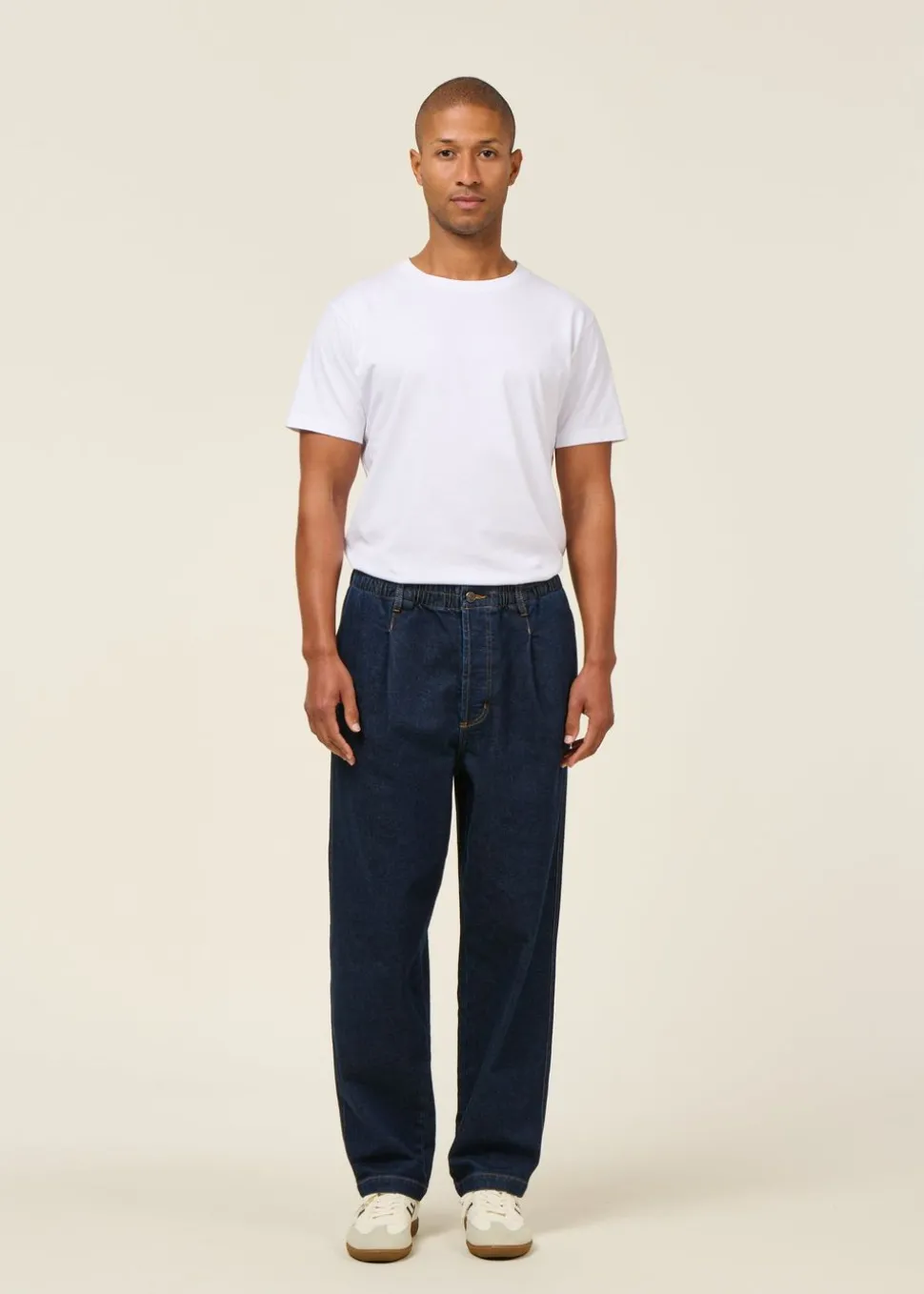 Jean large en coton bio | bleu "dark clean denim luc pants"