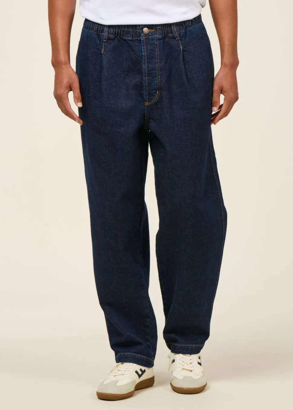Jean large en coton bio | bleu "dark clean denim luc pants"