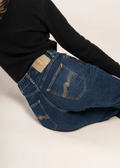Jean large en coton bio | bleu foncé 