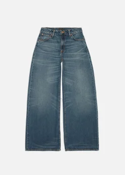 Jean large évasé en coton bio | bleu
