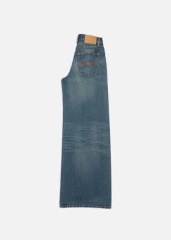 Jean large évasé en coton bio | bleu