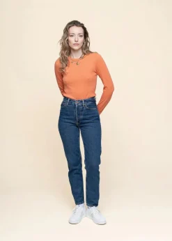Jean mom en coton bio | bleu 
