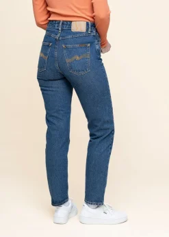 Jean mom en coton bio | bleu 