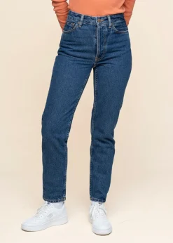 Jean mom en coton bio | bleu 