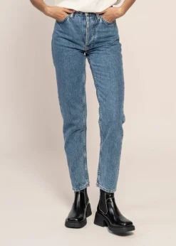 Jean mom en coton bio | bleu "breezy britt casual blue"