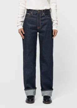 Jean selvedge large en coton bio | bleu