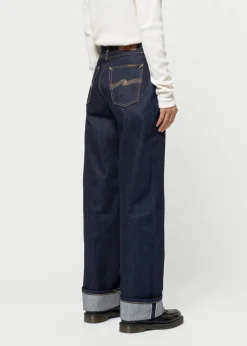 Jean selvedge large en coton bio | bleu