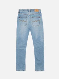 Jean slim en coton bio | bleu clair délavé "grim tim blue smoke"