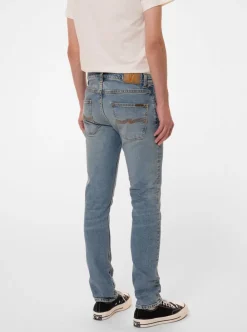 Jean slim en coton bio | bleu clair délavé 