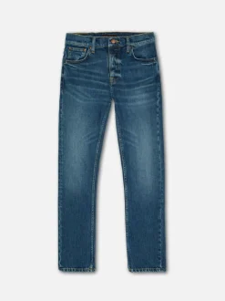 Jean slim en coton bio | bleu "grim tim workers blue - workers blue"