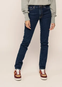Jean slim en coton bio | bleu "mellow mae indigo rain"