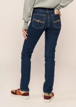 Jean slim en coton bio | bleu "mellow mae indigo rain"