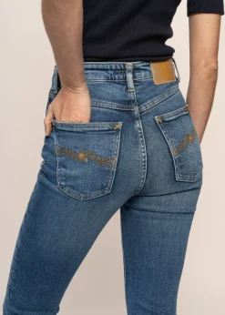 Jean slim en coton bio | bleu 