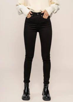 Jean slim taille haute en coton bio | noir 