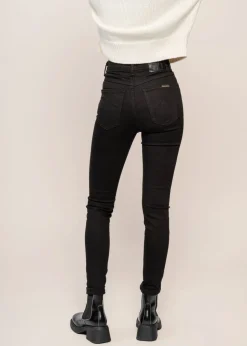 Jean slim taille haute en coton bio | noir 