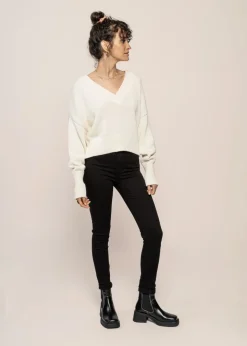 Jean slim taille haute en coton bio | noir 