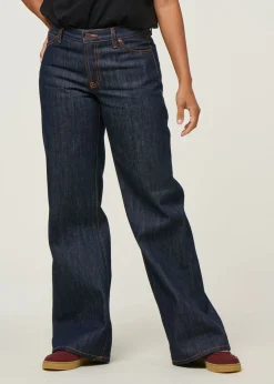 Jean taille basse évasé en coton bio | brut "wide heidi - dry-sunburns"