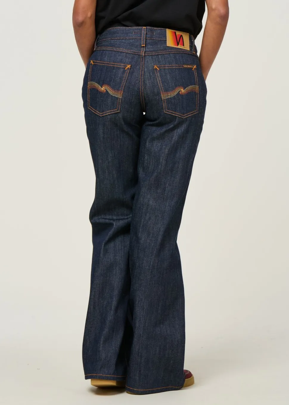 Jean taille basse évasé en coton bio | brut "wide heidi - dry-sunburns"