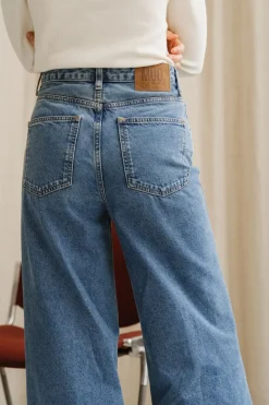 Jean évasé coton bio et recyclé | bleu 
