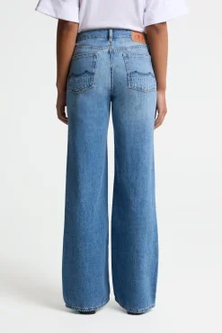 Jean évasé en coton bio | bleu 