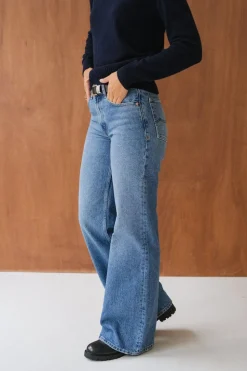 Jean évasé en coton recyclé | bleu 